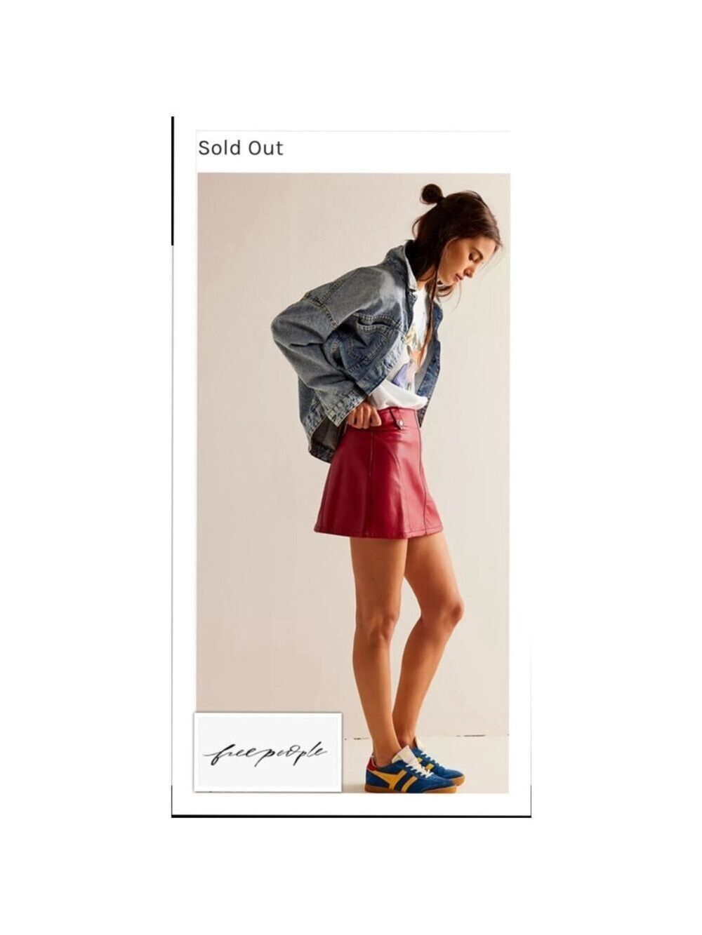 Free People We The Free Runaway Vegan Red Leather Mini Skirt size 28